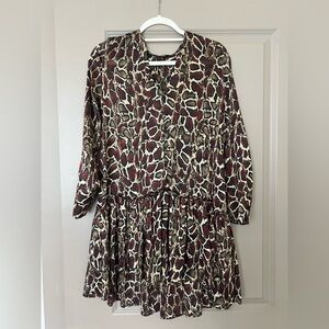 Zara Animal Print Long Sleeve Dress